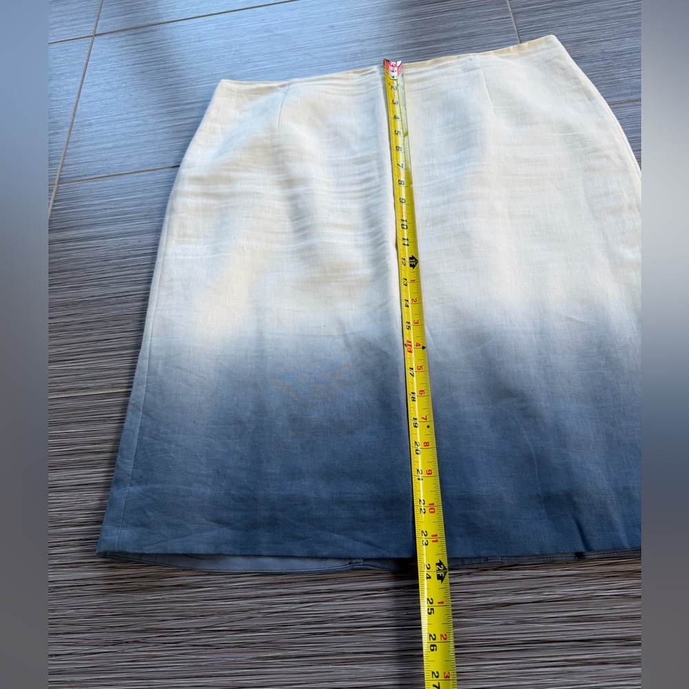 J. Crew Blue and White Ombre Linen Lined Pencil Skirt Size 12 - Picture 2 of 4